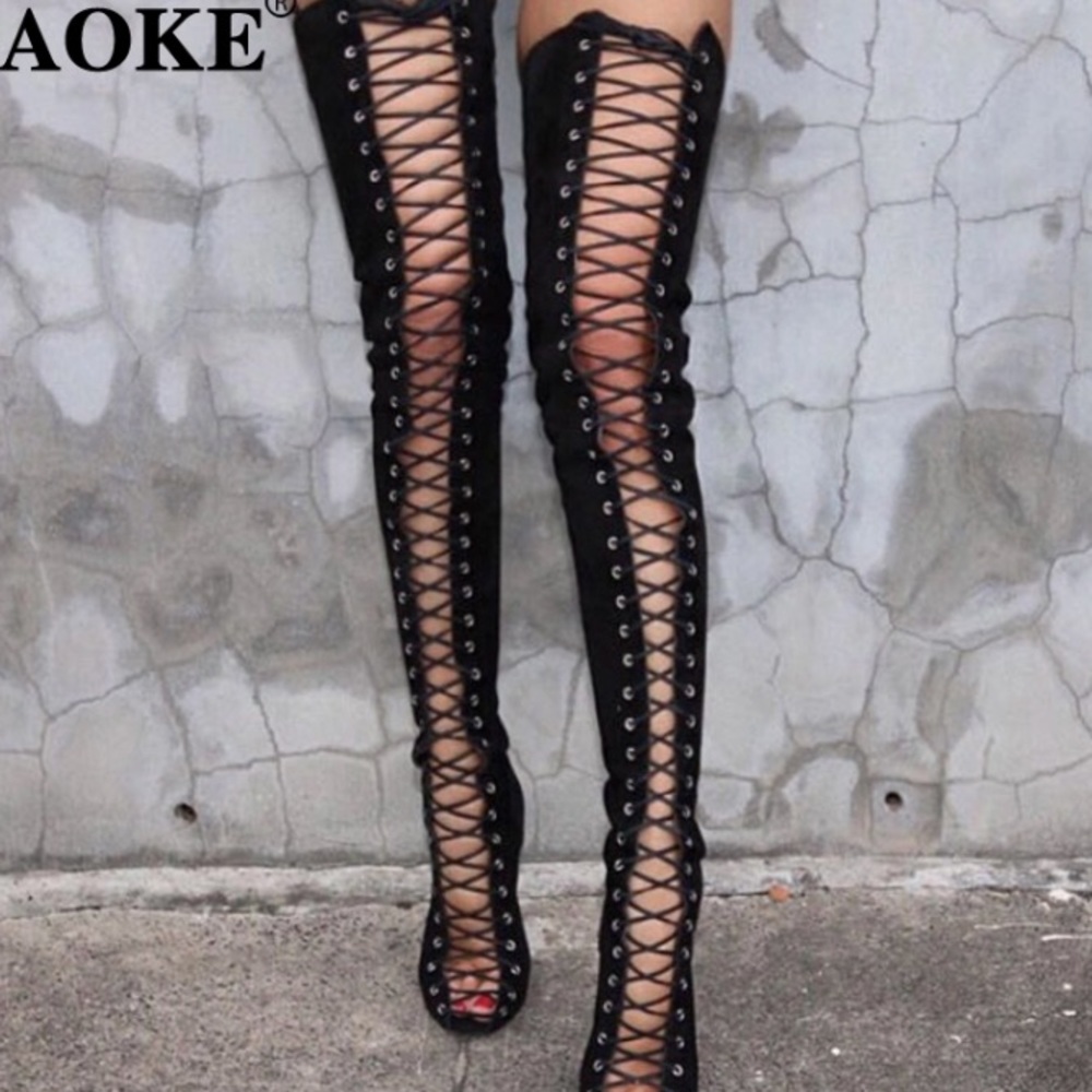 Sexy gladiator boots Halloween costume lace up